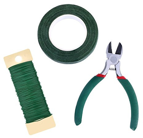 EBOOT Floral Arrangement Tool Kit Floral Tape Stem Wrap 1/2 Inch by 30 Yards, 22 Gauge Green Paddle Wire and 4 1/2 Inch Wire Cutter
