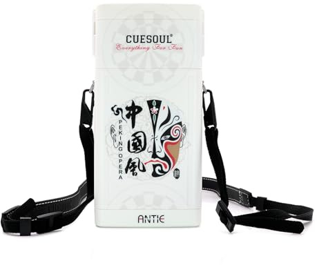CUESOUL Étui Rigide pour fléchettes ANTIE, Peut contenir 6 fléchettes en Acier/à Pointe Souple et des Accessoires supplémentaires, avec Motif de Masque d'opéra de Pékin