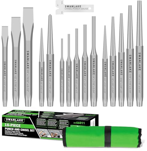 16-Piece Precision Punch & Chisel Set - Taper Punch, Pin Center Punch, Cold Chisels & Gauge for Versatile Applications