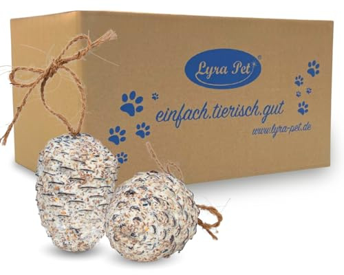 Lyra Pet® 2 x 4 pcs. Cônes géants | Cônes de pin remplies de Nourriture grasse | Nourriture pour Oiseaux nourrissante en été & Hiver | Précieux Fournisseur d'énergie pour Les Oiseaux Sauvages