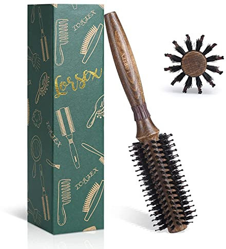 LORSEX Brosse ronde pour démêler, lisser et sécher, poils de sanglier Brosse à cheveux ronde avec poils en nylon pour coiffer les boucles (Intérieur 20mm/ Extérieur 50mm)