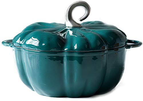 HODAGES Pumpkin Casserole Dish With Lid Enameled Cast Iron Dutch Oven Non Stick Pan Pumpkin Stew Soup Stock Pot Casserole Nederlands Cookware Cooker Cooking Kitchen Capacity 3.76L