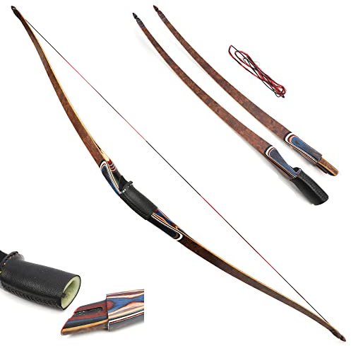 Bogenschießen Takedown Traditioneller Langbogen Recurve Bogen und Pfeile Set Abnehmbarer Jagdbogen Triangle Longbow 20-55lbs Horsebow für die Jagdpraxis für Erwachsene (55lbs, Typ 2: Bogen)