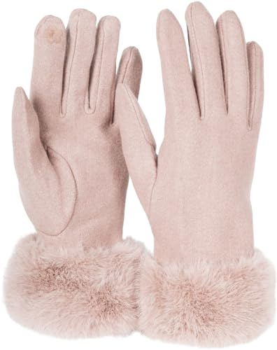 styleBREAKER gants en tissu uni pour femmes avec doublure en fourrure et coutures décoratives, gants, hiver 09010028, couleur:Taupe