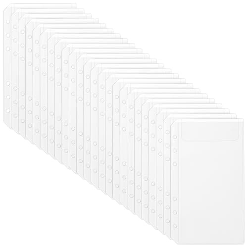 A6 6-Hole Clear PVC Binder Pockets – Pre-Punched Inserts for A6 6-Ring Binders, Zipperless Design, Pack of 24