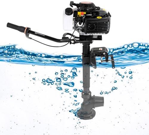 BRRIDE 4-Takt 4PS Außenborder Bootsmotor, Leistungsstarker Außenbordmotor CDI System, Benzin-Bootsmotor Luftgekühlt, 55CC Outboard Motor Schlauchboote, Fischerboote