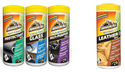 Armor All, Car Interior Cleaning Wipes, Triple Pack for Dashboard, Glass & All Around Interior &, 24 Beeswax Leather Wipes, Gently Cleans and Conditions Leather Surfaces, Keeps