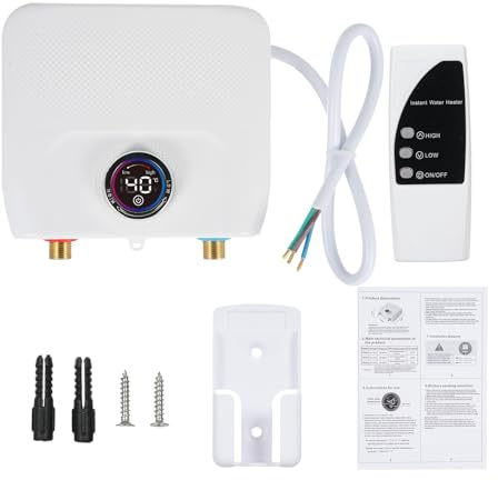 Mulcort Instant Electric Water Heater,Electric Shower 6500W 220V,Constant Temperature Water Heater with Remote Control,Display On Demand Hot Heater for Bathroom,Kitchen,Sinks,Wash Basins