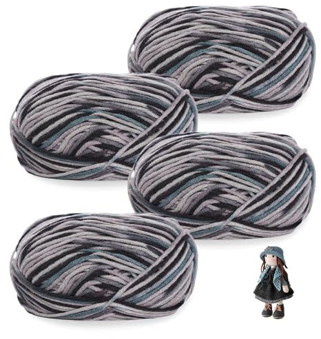 Bieiyhe Handstrickgarn Kuschelweich 4 X50 g,Baumwollgarn Farbverlauf,Gründl Baby Color,Verlaufswolle zum Häkeln,Babywolle,Strickwolle Set,Grobstrick Super Soft,Häkelgarn Bunt für Weben Von Schals