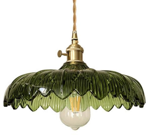 JISHUBO Green Glass Creative Retro Style Pendant Lamp,E27 Light Source Single-head Chandelier,American Personality Hanging Light,Corridor Porch Bedroom Decorative Lighting Fixtures