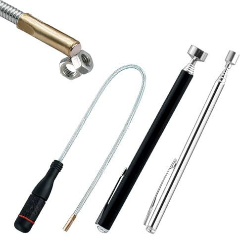 VEGCOO 3Pcs 1.5/3/5 Livres Tiges Télescopiques Magnétique, 55 CM Outil de Ramassage Magnétique Flexible, Aimant Telescopique, Outil Récupérateur Aimanté, Outil de Ramassage Magnétique Portable