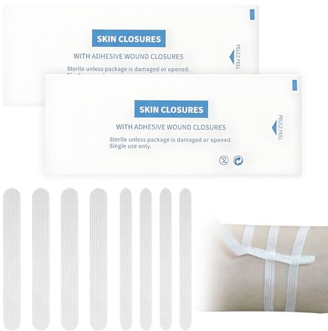 32 Pièces Stérile Bandes de Fermeture de Plaie, 2 Tailles. Stéri-Strips/Sparadraps pour Petites Blessures. Bandes Adhésives Respectueuses de la Peau.