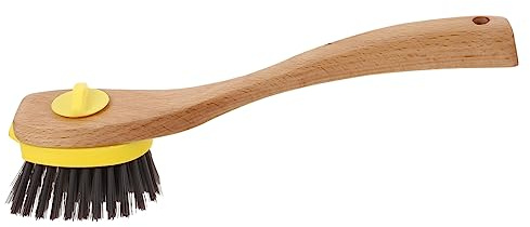 Yardenfun 2 pcs Wood Long Handle Wok Cleaning Brush Non Stick Oil Brush Dense Bristles for Pot Scrubbing Kitchen Household Use Practical Hanging Design