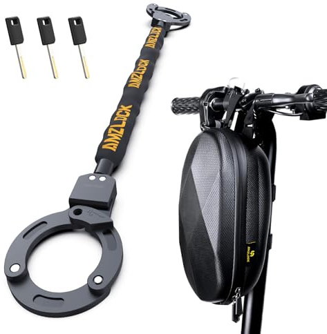 AMZLOCK Candado Patinete Electrico, Candado Esposas 90cm con llaves y bolsa, Bloqueo Automático para Patinete y Bicicleta