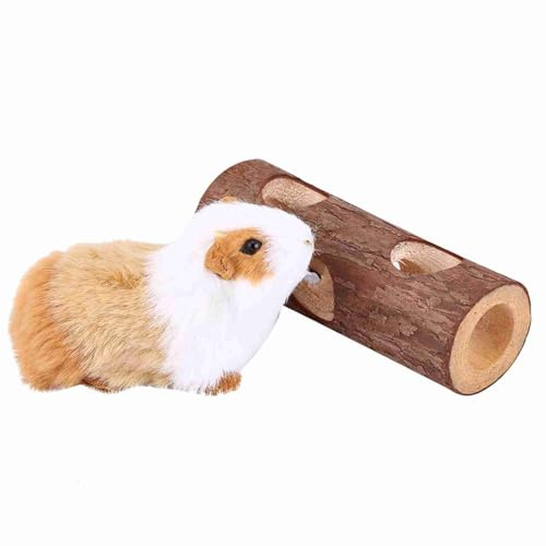 Hominas Holz-Tiertunnel-Übungsröhre, Kauspielzeug, natürliche Holzfarbe, Haustier-Übungsröhre för Kleine Haustiere Wie Hamster, Kaninchen, Frettchen, Meerschweinchen, (Klein)