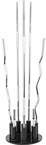 GORILLA SPORTS® Supporto per Bilancieri - Verticale, Adatto a 8 Barre, 30 mm e 50 mm Olimpico, 44 x 17 cm, Nero - Rack di Stoccaggio, Porta Bilanciere, Bar Espositore, per Palestra Casa, Fitness
