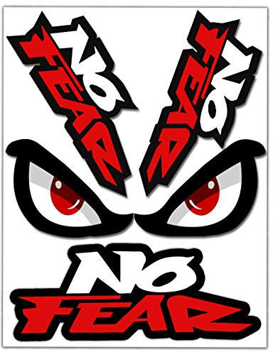 Biomar Labs® Set (4 stück) Vinyl Aufkleber Autoaufkleber Stickers No Fear Eyes Keine Angst Augen Auto Moto Motorrad Fahrrad Scooter Fenster D 45