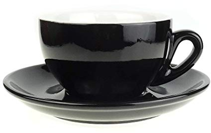 Nuova Point Große dickwandige Cappuccinotasse »Palermo« | schwarz | Füllmenge (bis zur Oberkante): 145 ml | 6 Tassen & 6 Untertassen