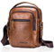 MANNUOSI Leder Umhängetasche Herren Schultertasche Herrentasche Vintage für Arbeit Reise Alltagsleben Braun