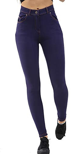 GW CLASSY OUTFIT Women Ladies Plain Skinny Jeggings Stretch Jeans Denim Look Pant Leggings Trouser UK Size 8-16 (8-10, Navy-Jeggings)