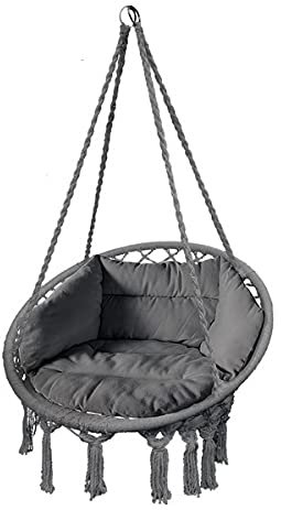 LEX Schaukel-Hängesessel m.Sitz/Rückenkissen Farbwahl (dunkelgrau)