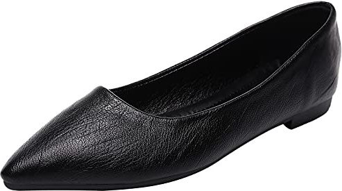 ANUFER Femmes Bout Pointu Ballerines Dames Bout Fermé Glisser sur Escarpins Chaussures Habillées Noir SN070679 EU36
