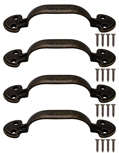 Fuxxer 4x Antike Möbel-Griffe, Schubladen- und Truhengriffe im Vintage Bronze Design, 115x24mm