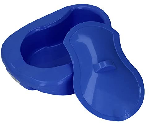 Bassin de Lit D'allaitement, Bassin de Lit Urinoir Pantoufle avec Couvercle Très Résistant pour Adultes âgés Liés au Lit(Bleu foncé)
