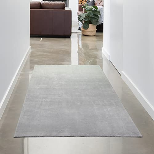 CARPETIA Alfombra Shaggy de Pelo Alto Lavable Antideslizante Gris tamaño 80 x 150 cm
