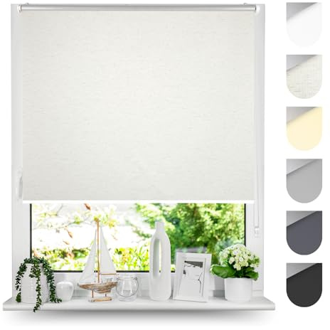 Tom'Shop Tom'Shop® Verdunkelungsrollo Klemmfix ohne Bohren(Sand 130cm x 220cm) Seitenzugrollo Thermorollo Klemmrollo mit Klemmträger Fensterrollo Super Blackout Rollo