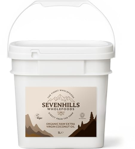 Sevenhills Wholefoods Huile Extra Vierge De Noix De Coco Bio 5L, Pressée à Froid, Pour Cuisine, Peau et Cheveux