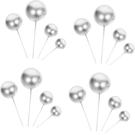 Cabilock 20 Piezas Ornamento de la Magdalena palillo de Magdalenas Adorno de Cupcake de Perlas decoración de guirnaldas Palo de la Magdalena Picos de Pastel Primeros de la Magdalena Silver