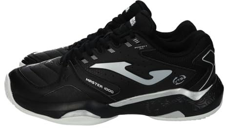 Joma TM100S2501C - Scarpe da paddle da uomo Master 1000, design nero e argento, suola antiscivolo da uomo, Nero , 43 EU