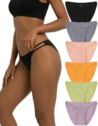 INNERSY High Leg Knickers for Women Lightweight Ladies Bikini Briefs Comfy Hipster Panties Pack of 6