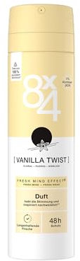 8X4 Vanilla Twist Deospray, Deodorant mit pudrigem Vanille Duft, sinnliches Deo ohne Aluminium (ACH) mit 48h zuverlässigen Schutz (150 ml)