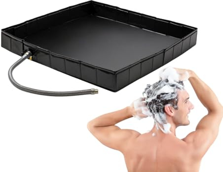 Bandeja de ducha para exteriores, base de ducha plegable, agujero de drenaje inferior, diseño portátil flexible, suelo impermeable para camping, patio, sauna, jardín, playa, 1 pieza