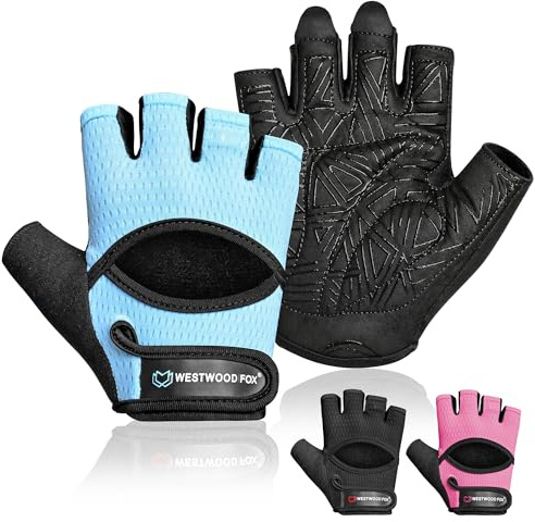 WESTWOOD FOX Fitness-Handschuhe für Damen und Herren, belüftete Handschuhe für Gewichtheben, Fitness, Radfahren und Training, mit dicker Polsterung, vollständiger Handflächenschutz, rutschfester Griff