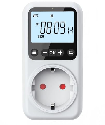 Voniobuy Zeitschaltuhr Steckdose Digital, 18 Programmierbare Sekundengenau Countdown Timer Steckdose mit Hintergrundbeleuchtung, für Innen Einbruchschutz Aquarium 16A 3680W (1)