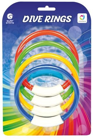 Surf State Dive Rings, Set of 4, Bright Colours, Weighted, Swimming Training Sinkers, Swim game