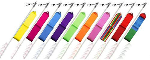 Trimming Shop - Gymnastik Farbbänder - 4 m x 10 Farben - Rhythmikband, Tanzband, Rhythmisch Tanz, Rhythmische Gymnastik Band - Wirbelnd Art Sporthalle Band - 10 Stück