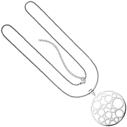 Jobo Damen-Halskette aus Edelstahl mit rundem Anhänger 80 cm