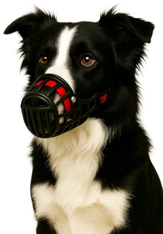 Bozal para Perros M – Bozal de plástico Ajustable y Ligero – Ideal para Evitar Que Coma en la Calle – Flamingo Bozal Silas M