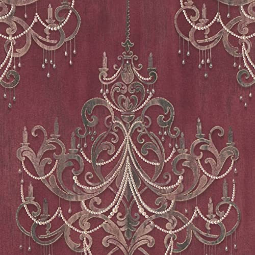 Baroque Wallpaper MATA Hari Non-Woven Wallpaper 10.05 m x 0.53 m Red Pink Brown Made in Germany A.S. Création 380963 38096-3