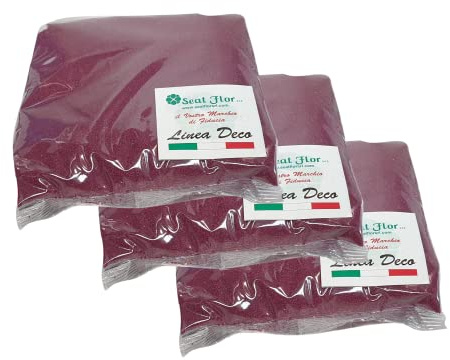 Sabbia colorata, sabbia per decorazione vasi 0,5 mm sacchetto da 3 kg (25 colori disponibili) (bordeaux)