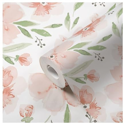 Crane Baby Floral Wallpaper for Nursery, Removable Wallpaper for Boys and Girls, Pink Floral, 20.87”w x 270 h