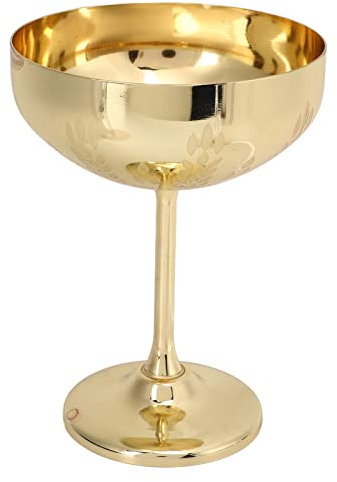 Alvinlite Martini Glas, Edelstahl Martini Cocktailgläser, Vintage Gold Matte Metall Sektschale mit Graviertem Blumenmuster, Geschenkset für Geburtstage & Weihnachten