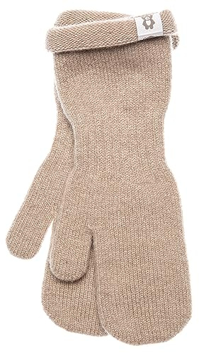 KNITAS Einlagige Strickhandschuhe aus Wolle für Baby Kleinkind Kinder I Winter Warme Gestrickte Handschuhe für Jungen und Mädchen 0,5-2 Jahre I Bequeme Weiche Fäustlinge in der Farbe Beige - Größe 3-4