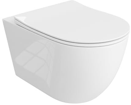 LAVITA Sinto Grande WC suspendu avec abaissement automatique et charnières métalliques Blanc brillant