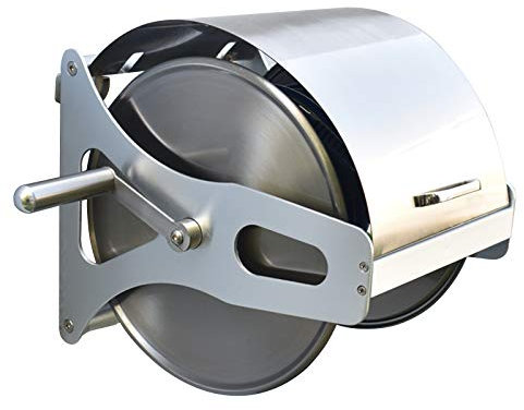 Caja de almacenamiento para manguera de jardín para exteriores, resistente a la intemperie, extraíble, tambor de aluminio de acero inoxidable con cubierta