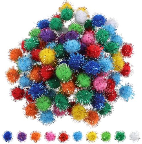 100 Stück 25mm Mini Pompons zum Basteln Filzkugeln Bunt Klein Groß Pompons Bunte Bälle Flauschigen Pompom für Handwerk Herstellung Lustige DIY Kreative Handwerk Dekorationen Mützen